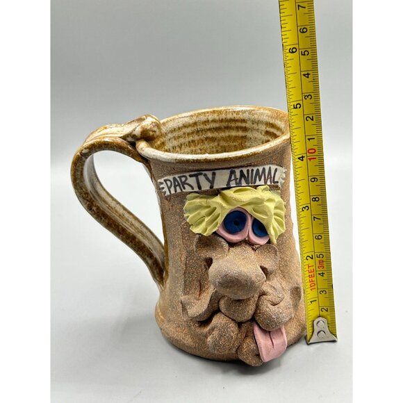 Vintage Ugly Face Mug "Party Animal" Handcrafted Art Pottery Mug Coffee Mug - Picture 12 of 12